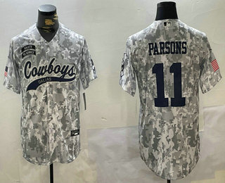 Men's Dallas Cowboys #11 Micah Parsons Arctic Camo 2024 Salute to Service Stitched Baseball Jersey