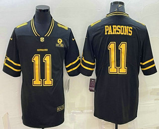 Men's Dallas Cowboys #11 Micah Parsons Black Gold Edition With 1960 Patch Limited Stitched Football Jersey