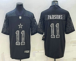 Men's Dallas Cowboys #11 Micah Parsons Black Reflective Limited Stitched Football Jersey