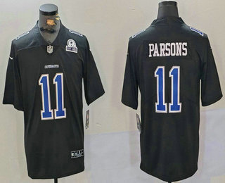 Men's Dallas Cowboys #11 Micah Parsons Black Throwback With 1960 Patch Vapor Limited Stitched Jersey