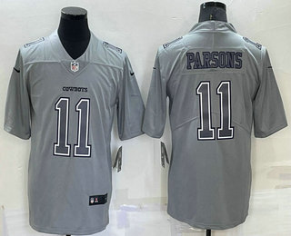 Men's Dallas Cowboys #11 Micah Parsons Grey Atmosphere Fashion 2022 Vapor Untouchable Stitched Nike Limited Jersey