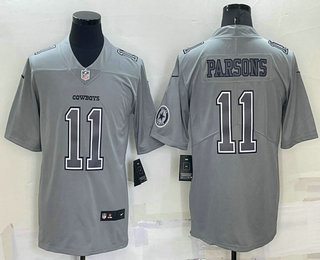 Men's Dallas Cowboys #11 Micah Parsons LOGO Grey Atmosphere Fashion 2022 Vapor Untouchable Stitched Nike Limited Jersey