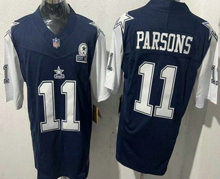 Men's Dallas Cowboys #11 Micah Parsons Limited Navy Throwback FUSE Vapor Jersey