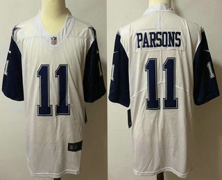 Men's Dallas Cowboys #11 Micah Parsons White 2021 Color Rush Stitched NFL Nike Limited Jersey