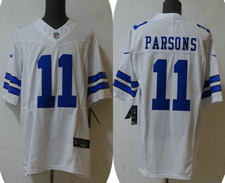 Men's Dallas Cowboys #11 Micah Parsons White 2023 FUSE Vapor Stitched Jersey