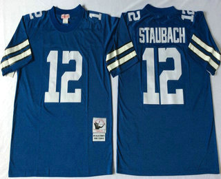 Men's Dallas Cowboys #12 Roger Staubach Blue Throwback Jersey by Mitchell & Ness