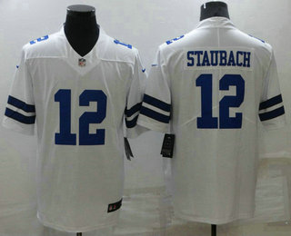 Men's Dallas Cowboys #12 Roger Staubach White 2021 Vapor Untouchable Stitched NFL Nike Limited Jersey