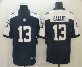 Men's Dallas Cowboys #13 Michael Gallup Blue Thanksgiving 2017 Vapor Untouchable Stitched NFL Nike Limited Jersey