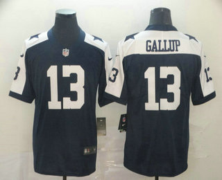 Men's Dallas Cowboys #13 Michael Gallup Blue Thanksgiving 2017 Vapor Untouchable Stitched NFL Nike Limited Jersey