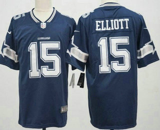 Men's Dallas Cowboys #15 Ezekiel Elliott Limited Navy Vapor Jersey