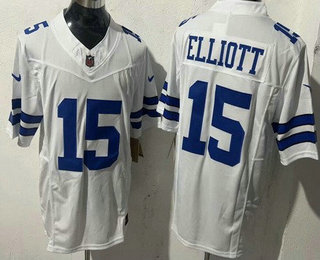 Men's Dallas Cowboys #15 Ezekiel Elliott Limited White FUSE Vapor Jersey