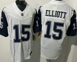 Men's Dallas Cowboys #15 Ezekiel Elliott Limited White Throwback Vapor Jersey