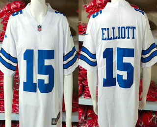 Men's Dallas Cowboys #15 Ezekiel Elliott Limited White Vapor Jersey