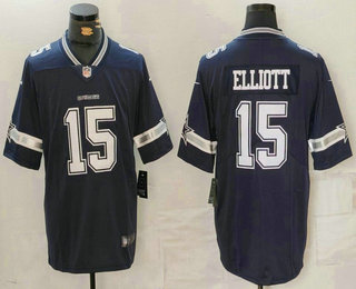 Men's Dallas Cowboys #15 Ezekiel Elliott Navy Vapor Limited Stitched Jersey