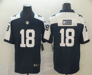 Men's Dallas Cowboys #18 Randall Cobb Blue Thanksgiving 2017 Vapor Untouchable Stitched NFL Nike Limited Jersey