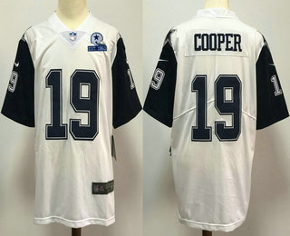 Men's Dallas Cowboys #19 Amari Cooper White 60th Seasons Patch Color Rush Stitched NFL Nike Limited Jersey