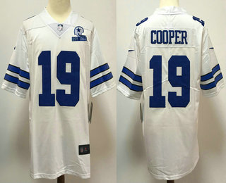 Men's Dallas Cowboys #19 Amari Cooper White 60th Seasons Patch Vapor Untouchable Stitched NFL Nike Limited Jersey