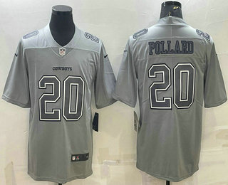 Men's Dallas Cowboys #20 Tony Pollard Grey Atmosphere Fashion Stitched Jersey