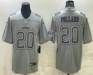 Men's Dallas Cowboys #20 Tony Pollard With Patch Grey Atmosphere Fashion Stitched Jersey