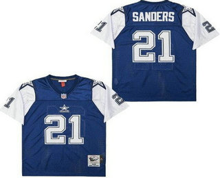 Men's Dallas Cowboys #21 Deion Sanders Navy 1995 Throwback Jersey