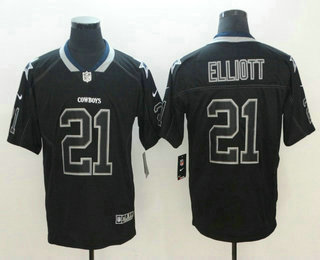 Men's Dallas Cowboys #21 Ezekiel Elliott 2018 Black Lights Out Color Rush Stitched NFL Nike Limited Jersey