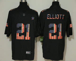 Men's Dallas Cowboys #21 Ezekiel Elliott 2019 Salute To Service USA Flag Fashion Limited Jersey