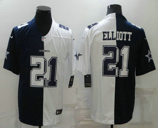 Men's Dallas Cowboys #21 Ezekiel Elliott Blue White Two Tone 2021 Vapor Untouchable Stitched NFL Nike Limited Jersey