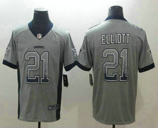 Men's Dallas Cowboys #21 Ezekiel Elliott Gray 2018 Fashion Drift Color Rush Stitched NFL Nike Limited Jersey