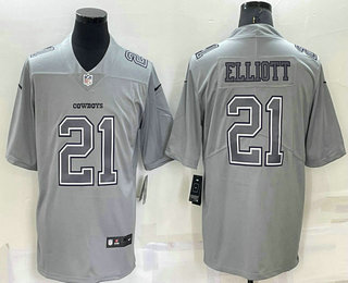 Men's Dallas Cowboys #21 Ezekiel Elliott Grey Atmosphere Fashion 2022 Vapor Untouchable Stitched Nike Limited Jersey