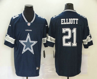 Men's Dallas Cowboys #21 Ezekiel Elliott Navy Blue 2020 Big Logo Vapor Untouchable Stitched NFL Nike Fashion Limited Jersey