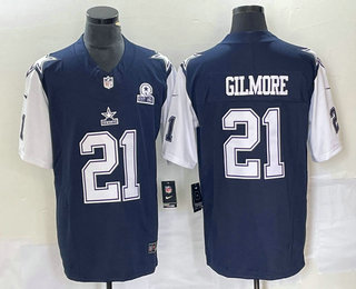 Men's Dallas Cowboys #21 Stephon Gilmore Navy Blue FUSE Vapor Thanksgiving 1960 Patch Limited Stitched Jersey