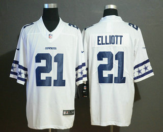 Men's Dallas Cowboys #21 Ezekiel Elliott White 2019 NEW Team Logo Vapor Untouchable Stitched NFL Nike Limited Jersey