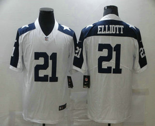 Men's Dallas Cowboys #21 Ezekiel Elliott White Thanksgiving 2017 Vapor Untouchable Stitched NFL Nike Limited Jersey