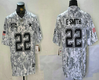 Men's Dallas Cowboys #22 Emmitt Smith Arctic Camo 2024 FUSE Salute to Service Limited Stitched Jersey