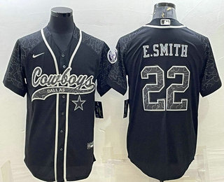 Men's Dallas Cowboys #22 Emmitt Smith Black Reflective Limited Stitched Football Jersey