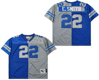 Men's Dallas Cowboys #22 Emmitt Smith Blue Gray Split 1992 Throwback Jersey