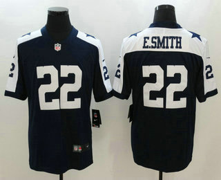 Men's Dallas Cowboys #22 Emmitt Smith Blue Thanksgiving 2017 Vapor Untouchable Stitched NFL Nike Limited Jersey