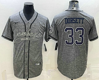 Men's Dallas Cowboys #33 Tony Dorsett Grey Gridiron With Patch Cool Base Stitched Baseball Jersey