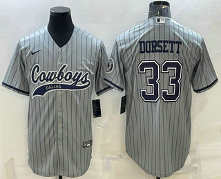 Men's Dallas Cowboys #33 Tony Dorsett Grey With Patch Cool Base Stitched Baseball Jersey