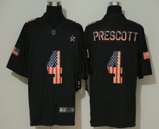 Men's Dallas Cowboys #4 Dak Prescott 2019 Salute To Service USA Flag Fashion Limited Jersey