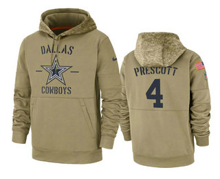 Men's Dallas Cowboys #4 Dak Prescott 2019 Salute to Service Sideline Pullover Hoodie