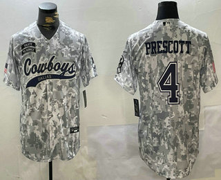 Men's Dallas Cowboys #4 Dak Prescott Arctic Camo 2024 Salute to Service Stitched Baseball Jersey