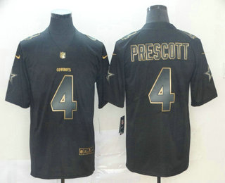 Men's Dallas Cowboys #4 Dak Prescott Black Gold 2019 Vapor Untouchable Stitched NFL Nike Limited Jersey