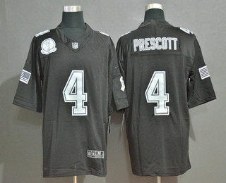 Men's Dallas Cowboys #4 Dak Prescott Black Olive 2019 Salute To Service Stitched NFL Nike Limited Jersey