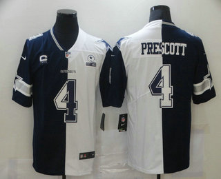 Men's Dallas Cowboys #4 Dak Prescott Blue White Two Tone 2021 Vapor Untouchable Stitched NFL Nike Limited Jersey