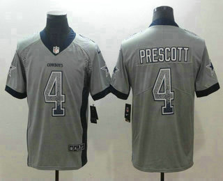 Men's Dallas Cowboys #4 Dak Prescott Gray 2018 Fashion Drift Color Rush Stitched NFL Nike Limited Jersey