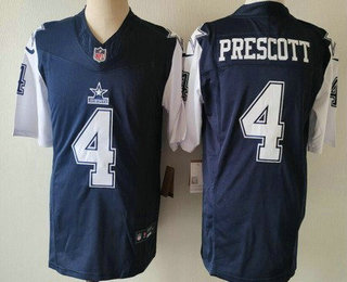 Men's Dallas Cowboys #4 Dak Prescott Limited Navy Throwback FUSE Vapor Jersey