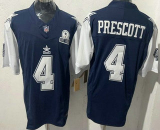 Men's Dallas Cowboys #4 Dak Prescott Limited Navy Throwback FUSE Vapor Jersey