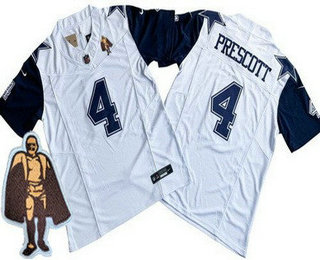 Men's Dallas Cowboys #4 Dak Prescott Limited White Throwback Walter Payton Man of the Year FUSE Vapor Jersey