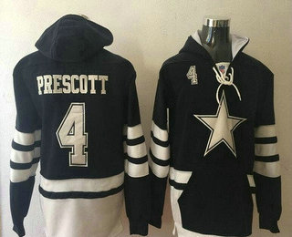 Men's Dallas Cowboys #4 Dak Prescott NEW Navy Blue Pocket Stitched NFL Pullover Hoodie